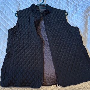 Hilary Radley Black Quilted Zip-Up Vest